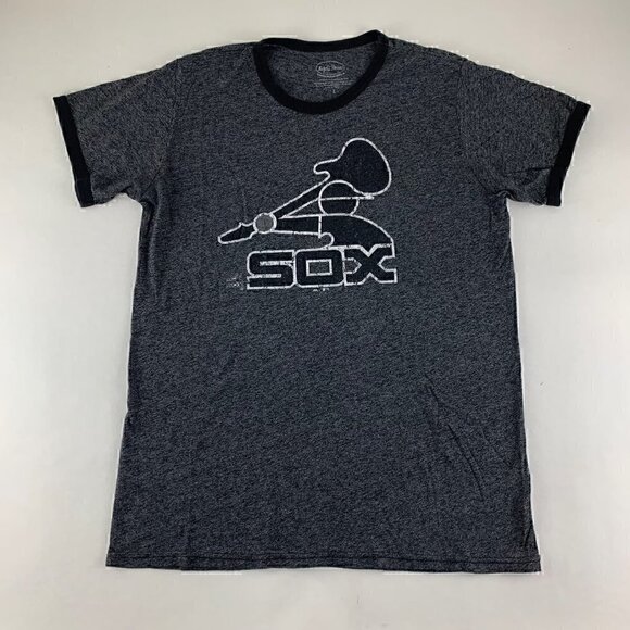 Chicago White Sox MLB Black Majestic Threads Lallapalooza Ringer Crewneck Shirt - Picture 1 of 5
